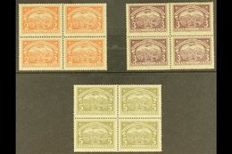 SCADTA 1923 2p Red Orange, 3p Violet And 5p Olive Green (Scott C48/50, Mi 37/39) In Fine Mint BLOCKS OF FOUR, Minor Gum  - Colombia