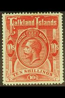 1912-20 10s Red/green, SG 68, Fine Mint For More Images, Please Visit Http://www.sandafayre.com/itemdetails.aspx?s=62834 - Islas Malvinas