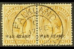 1918-20 "WAR STAMP" 1s Pale Bistre-brown, SG 72a, Horizontal Pair With Very Fine Fully Dated Cds, Couple Of Shortish Per - Islas Malvinas