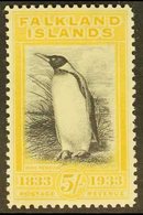 1933 5s Black & Yellow "King Penguin", SG 136, Very Fine Mint For More Images, Please Visit Http://www.sandafayre.com/it - Islas Malvinas