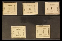 1871 TIMES EXPRESS. 1871 Thin Vertically Ribbed Paper Complete Set, SG 5/9, Very Fine Mint. POSSIBLY THE FINEST QUALITY  - Fiji (...-1970)