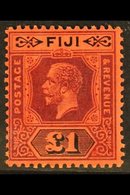 1912-23 £1 Purple And Black / Red Die II, SG 137a, Mint Very Lightly Hinged. Fresh. For More Images, Please Visit Http:/ - Fidschi-Inseln (...-1970)