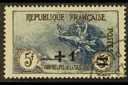 1922 +1f On 5f+5f Blue & Black War Orphans' Fund Surcharge (SG 395, Yvert 169), Very Fine Cds Used, Fresh. For More Imag - Other & Unclassified