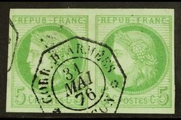 COCHIN CHINA 1876 5c Green, Ceres, Yv 17, Superb Used Horizontal Pair With "Corr. D. Armees 31 Mai 76 Saigon" Octagonal  - Other & Unclassified