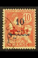 FRENCH MOROCCO 1914 5c On 10c Red Cross, Oujda Issue, Yv 56, Very Fine Used With Oujda Cds Cancel. Scarce Stamp. For Mor - Sonstige & Ohne Zuordnung