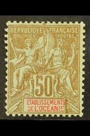 FRENCH OCEANIC SETTLEMENTS 1900 50c Bistre And Azure, Yv 20, Very Fine Mint. For More Images, Please Visit Http://www.sa - Sonstige & Ohne Zuordnung