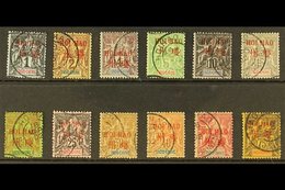 HOI-HAO 1901 1c To 15c Grey & 20c To 75c "HOI HAO" Overprints, Yvert 1/6, 8/13, Very Fine Used (12 Stamps). For More Ima - Other & Unclassified