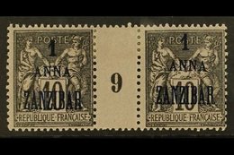 ZANZIBAR 1896-1900 1a On 10c Black/lilac (1899) MILLESIME (Number 9) PAIR, Yvert 20, Very Fine Mint For More Images, Ple - Other & Unclassified