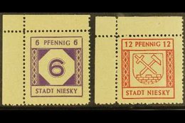 NIESKY 1945 (July) 6pf & 12pf On Grey Paper Set, Mi 1/2, Very Fine Mint, Corner Marginal Examples (2 Stamps). For More I - Sonstige & Ohne Zuordnung