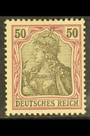 1902 50pf Black & Purple On Rose Germania (Michel 76, SG 75), Never Hinged Mint, Very Fresh, Expertized Hennies BPP. For - Sonstige & Ohne Zuordnung