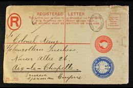 1897 GERMAN CONSULATE COVER. (9 Jan) 20c Postal Stationery Registered Envelope (H&G 9) Addressed To Germany, Cancelled B - Gibraltar