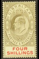 1906-11 4s Black And Carmine, SG 73, Fine Mint. For More Images, Please Visit Http://www.sandafayre.com/itemdetails.aspx - Gibilterra