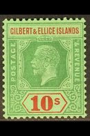 1922-27 10s Green And Red On Emerald, SG 35, Superb Never Hinged Mint.  For More Images, Please Visit Http://www.sandafa - Gilbert- Und Ellice-Inseln (...-1979)
