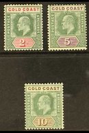 1902 2s, 5s And 10s, SG 45/47, Very Fine Mint. (3 Stamps) For More Images, Please Visit Http://www.sandafayre.com/itemde - Goldküste (...-1957)