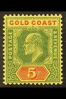 1907-13 5s Green & Red/yellow, SG 68, Very Fine Mint For More Images, Please Visit Http://www.sandafayre.com/itemdetails - Costa De Oro (...-1957)