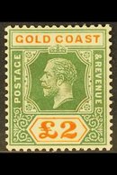 1921-24 £2 Green And Orange, SG 102, Mint With Good Colours, Slightly Toned Gum. For More Images, Please Visit Http://ww - Costa D'Oro (...-1957)