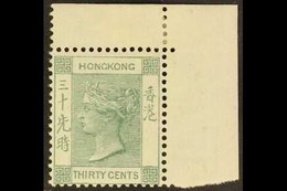 1882-96 30c Grey-green, SG 39a, Never Hinged Mint Upper Right Corner Example, Hinged Only On Margin, Very Fresh. For Mor - Andere & Zonder Classificatie