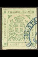 MODENA 1859 5c Green, Provisional Govt, Sass 12, Good Used With Blue Arms In Circle "Posta Lettere Reggio" Cancel, Small - Ohne Zuordnung
