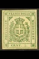 MODENA 1859 5c Deep Green, Provisional Govt, Sass 12a, Very Fine Mint Og. Lovely Stamp With Bright Rich Colour. Cat €250 - Unclassified