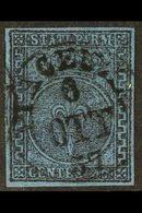 PARMA 1852 40c Black On Blue, With Variety Large Greek Border At Right "Greca Larga", Sassone 5b, 4 Margins, Very Fine U - Sin Clasificación