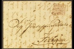 PARMA 1858, 11th October Entire From Parma To Ferrara, Franked 25c Lilac Brown, Bourbon Lilly, Sass 10, With Clear To La - Unclassified