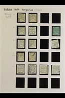 PARMA FORGERIES 1859 Issue, Interesting Collection Written Up On Leaves And Arranged By Billig Types From 5c To 80c, Bot - Zonder Classificatie