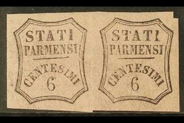 PARMA NEWSPAPER STAMPS 1857 6c Black On Pale Rose, Unissued, Sass1A, Very Fine Mint Pair. For More Images, Please Visit  - Zonder Classificatie