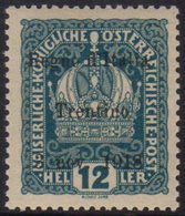 TRENTINO 1918 12h Blue-green Overprinted "Regno D'Italia Etc", Sass 5, Very Fine Never Hinged Mint. Signed Oliva. Cat €6 - Non Classés