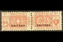 ERITREA PARCEL POST 1916 25c Red Small "ERITREA" Overprint (Sassone 3, SG P55), Fine Mint Horizontal Pair, Very Fresh, E - Other & Unclassified