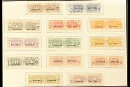 ERITREA PARCEL POST 1917-24 Large "ERITREA" Overprints Complete Set (Sassone 9/21, SG P61/73), Fine Mint Horizontal Pair - Other & Unclassified