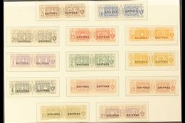 ERITREA PARCEL POST 1917-24 Large "ERITREA" Overprints Complete Set (Sassone 9/21, SG P61/73), Fine Mint Horizontal Pair - Sonstige & Ohne Zuordnung