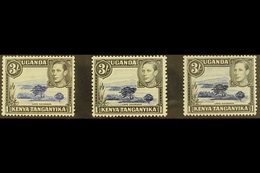 1938-54 MINT THREE SHILLING DEFINITIVE SET. An All Different Fine Mint Set That Includes The Dull Ultramarine & Black Pe - Vide