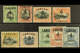 1899 "4 CENTS" Surcharges Complete Set, SG 102/110, Mint, Mostly Fine And With Lovely Bright Colours. (9 Stamps) For Mor - Noord Borneo (...-1963)