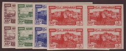 1945 Tourist Publicity Airpost Set, Variety "IMPERF BLOCKS OF 4", Maury 197/200, Superb NHM. (16 Stamps) For More Images - Liban