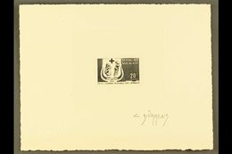 1966 SIGNED SUNKEN IMPERF DIE PROOF For The 20f World Leprosy Day (Yvert 418, SG 110), Printed In Black On Card, Overall - Autres & Non Classés