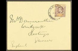 1903 (22 Aug" "H.M.S. LEVIATHAN / CHINA STATION" Red Embossed Plain Card Bearing Straits 3c Tied Singapore Cds Addressed - Straits Settlements