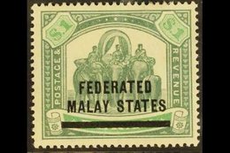 FEDERATED MALAY STATES 1900 $1 Green And Pale Green, Elephants, SG 11, Very Fine Mint. For More Images, Please Visit Htt - Autres & Non Classés