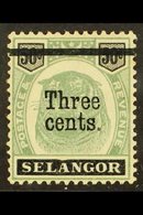 SELANGOR 1900. 3c On 50c "Dented Frame" Variety, SG 67b, Fine Mint For More Images, Please Visit Http://www.sandafayre.c - Andere & Zonder Classificatie