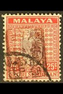 GENERAL ISSUES 1942 Negri Sembilan 25c Dull Purple And Scarlet Opt'd Single Frame Chop In Brown, SG J170b, Very Fine Use - Altri & Non Classificati