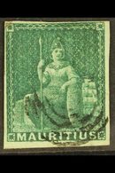 1858-62 (4d) Green Imperf Britannia, SG 27, Used With 4 Margins And Neat Cancellation Leaving Britannia Clear. For More  - Maurice (...-1967)