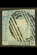 1859 2d Blue Imperf "Lapirot", Worn Impression, From Position 1, SG 39, Used With Close/into Margins, With Neat Oval Bar - Mauricio (...-1967)