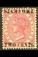 1891 2c On 4c Carmine With SURCHARGE DOUBLE, ONE INVERTED Variety, SG 118c, Fine Mint. For More Images, Please Visit Htt - Maurice (...-1967)