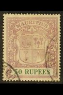 1921-26 50r Dull Purple & Green, SG 222, Used With Two Part Cds (these Dubious), Some Light Surface Marks & Small Repair - Mauritius (...-1967)