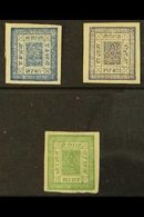 1886-89 (very Clear Impressions) Imperf 1a Dark Blue, 2a Violet And 4a Green (Hellrigl 7b, 8 & 10b, SG 7/9, Scott 7/9),  - Nepal