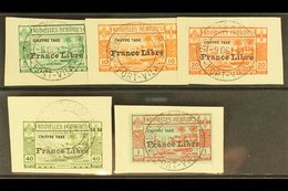 FRENCH 1941 Postage Due France Libre Set, SG FD77/81, Each On A Piece Tied By Port Villa 9 Oct 1941 Cds. (5 Stamps) For  - Altri & Non Classificati