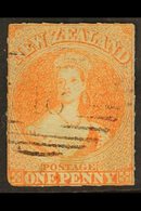 1859 1d Dull Orange, Imperf , No Wmk,  Roulette 7, SG 27, Good Used Example Of This Rare Stamp With Roulettes To 3 Sides - Other & Unclassified
