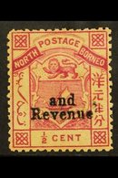 1886 "and Revenue" On ½c Magenta, SG 14, Mint With Toned Gum, Cat £250. For More Images, Please Visit Http://www.sandafa - Bornéo Du Nord (...-1963)