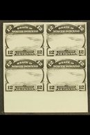 1894 Plate PROOF Of 12c (frame Only), As SG 75, As A Marginal Imperf Block Of 4 In Black & White. Unused (1 Block Of 4)  - North Borneo (...-1963)