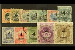 1899 "4 CENTS" Surcharges Set Complete, SG 112/22 & 125/6, Very Fine Used (12 Stamps) For More Images, Please Visit Http - Noord Borneo (...-1963)