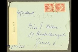 1941 (Feb) Envelope With Original Letter Sesheke To Switzerland (rough Opened At Right), Bearing 1½d Carmine Pair, "NORT - Nordrhodesien (...-1963)